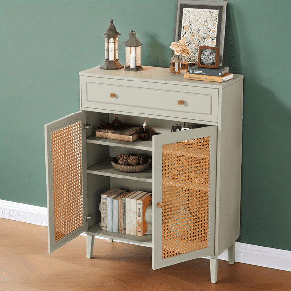 AsterOutdoor Mint Green Shoe Storage Cabinet with Adjustable