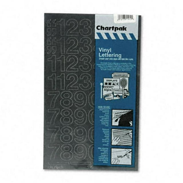 Chartpak 01130 Numéros de Vinyle Auto-Adhésif- Noir- 1 Feuille avec 44 Numéros