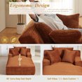 thumbnail image 3 of 78''L Boneless Couch, Oversized Chaise Lounge Chair Indoor, Corduroy Upholstered Sleeper Sofa Couch Bed, Deep Seat Reading Chairs Cloud Sofas Couches for Living Room (78''-Orange), 3 of 7