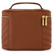 Daisy Fuentes Quilted Makeup Organizer Bag Train Case, Cognac (Womens)