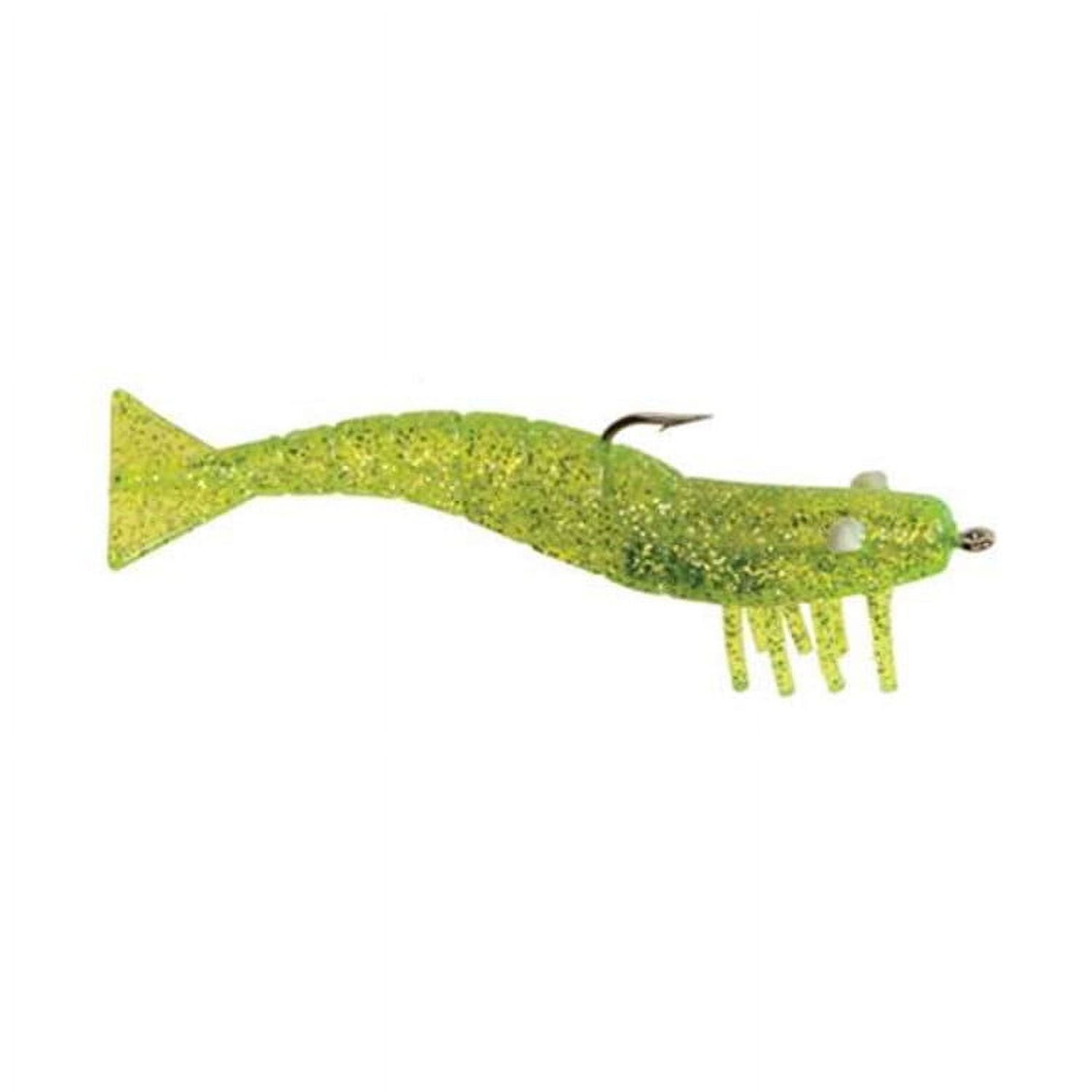 (3 pack) D.O.A. 3" Shrimp - Chartreuse Silver Glitter