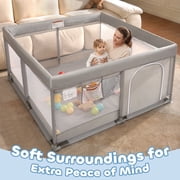 Babyeap Baby Playpen Large Play Yard Fence for Toddlers, 50x50 Gray