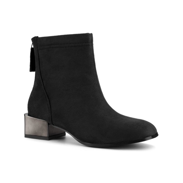 Allegra K Bottines à Talons Épais à Bout Carré pour Femmes