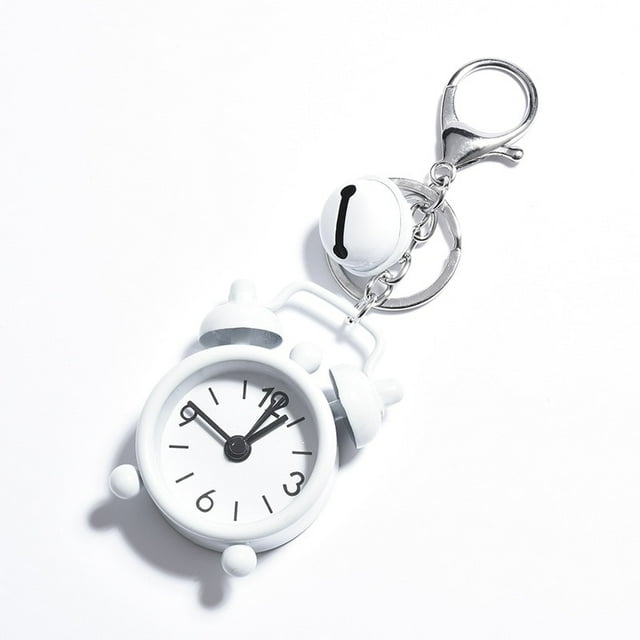 Mini Alarm Clock Keychain Pendant Creative Car Decoration Bag Charm Couple Keychain White