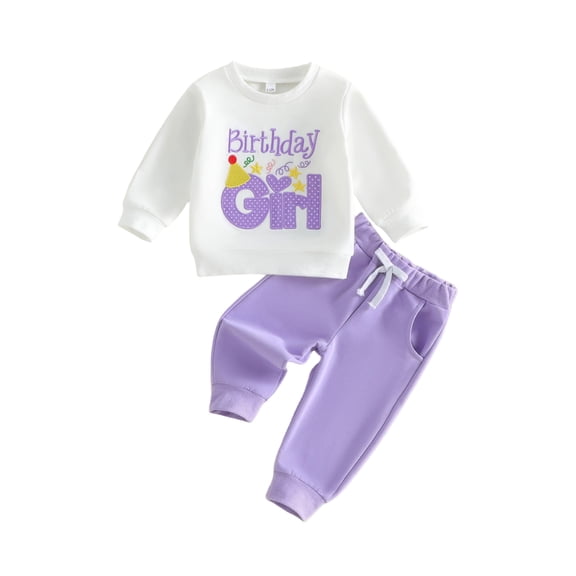 BemeyourBBs Toddler Baby Girl Birthday Outfits 1st 2nd 3rd 4th 5th Years Old Birthday Clothes Letter Embroidery Long Sleeve Pullover Sweatshirt Joggeroddler Girls Fall Winter Spring Clothing