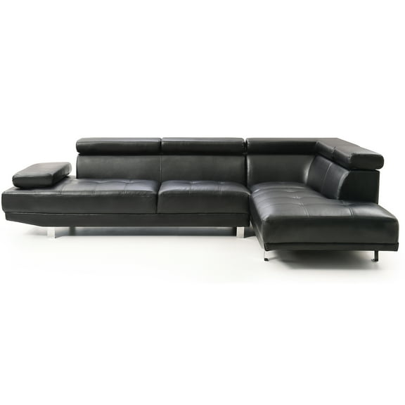 Riveredge 109 in. W 2-piece Faux Leather L Shape Sectional Sofa in Black