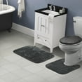 thumbnail image 2 of Garland Rug Traditional Washable Bath Rug Set, 3 Piece Set (21"x34" Bath Rug, Contour Rug, & Toilet Lid) Dark Gray, 2 of 8