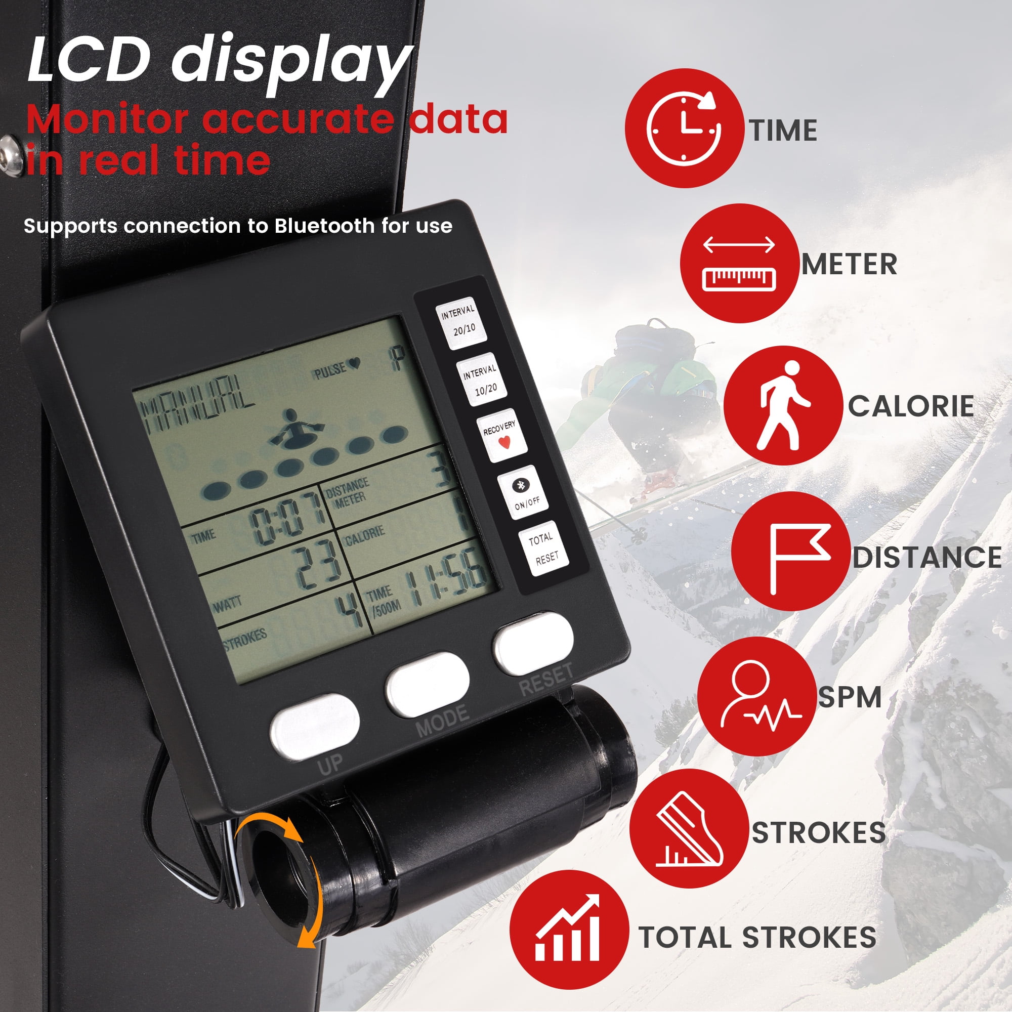 FlexWave Multifunctional home ski training machine - 10 wind speed adjustment, LCD display, durable steel, suitable for full body strength training and skill improvement