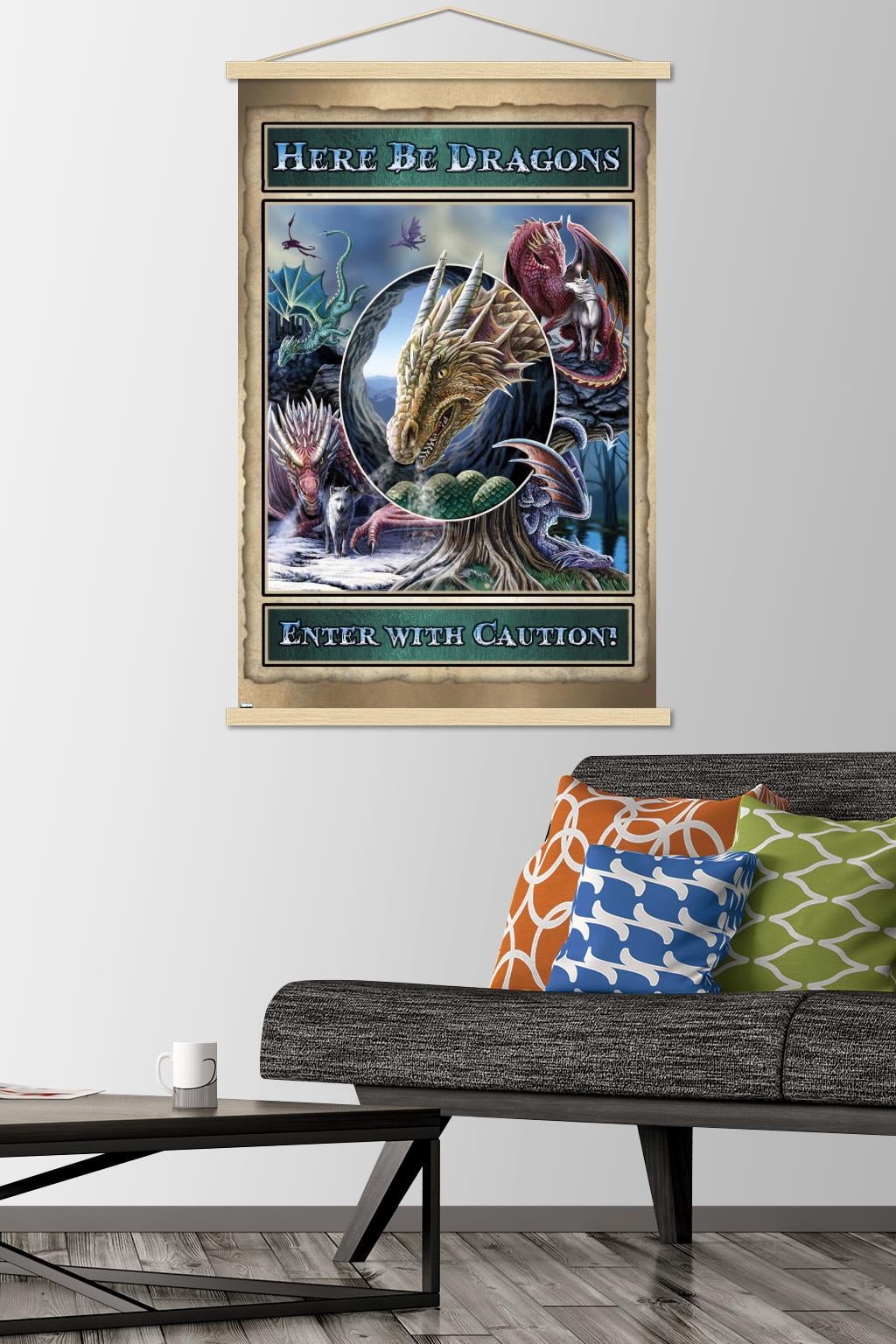 Lisa Parker - Here Be Dragons Wall Poster with Wooden Magnetic Frame, 22.375" x 34"