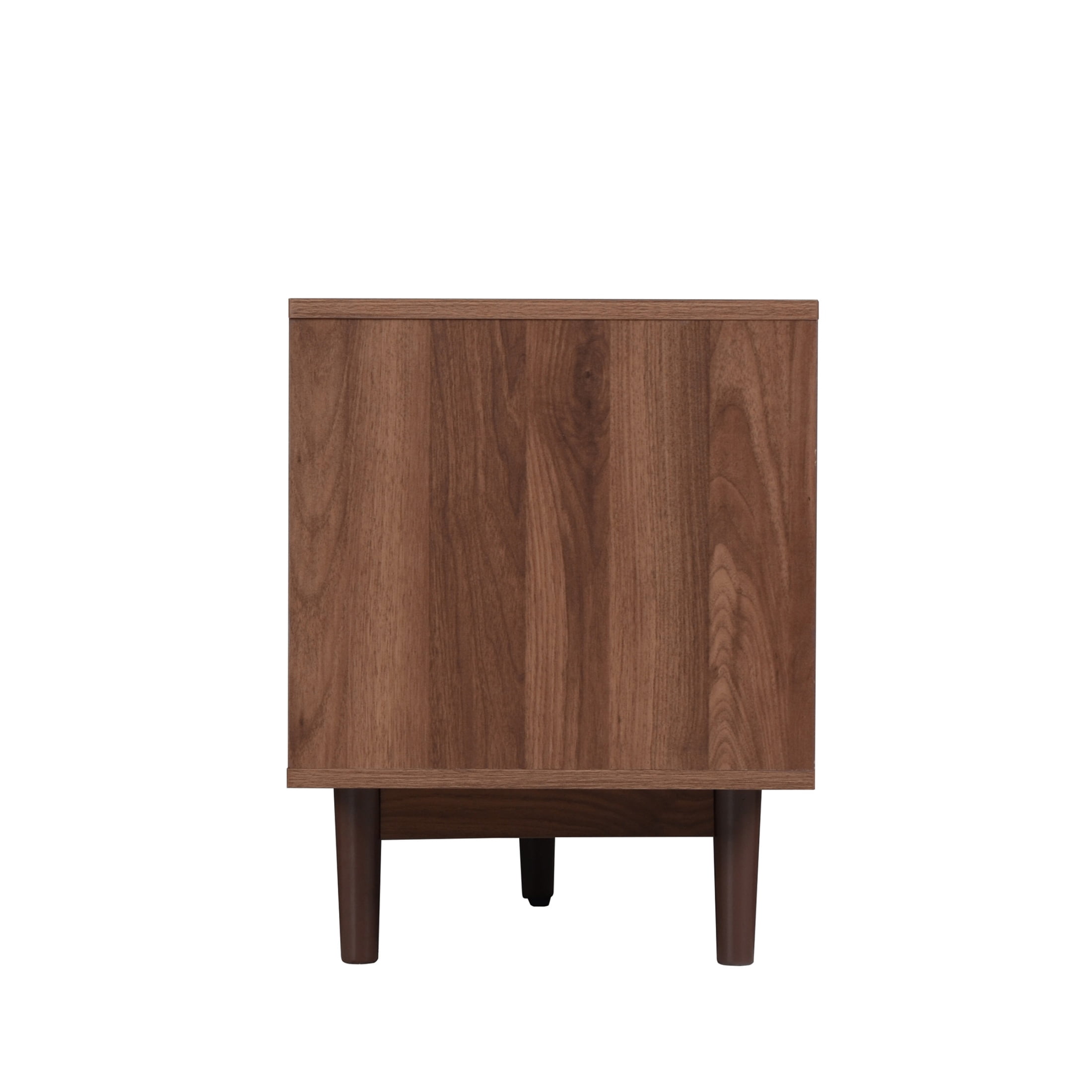 Atumcto 76" Modern Wood TV Stand for 85 Inch TVs, Mid-Century Entertainment Center with Rattan Accent Doors and Storage Cabinets for Living Room or Bedroom