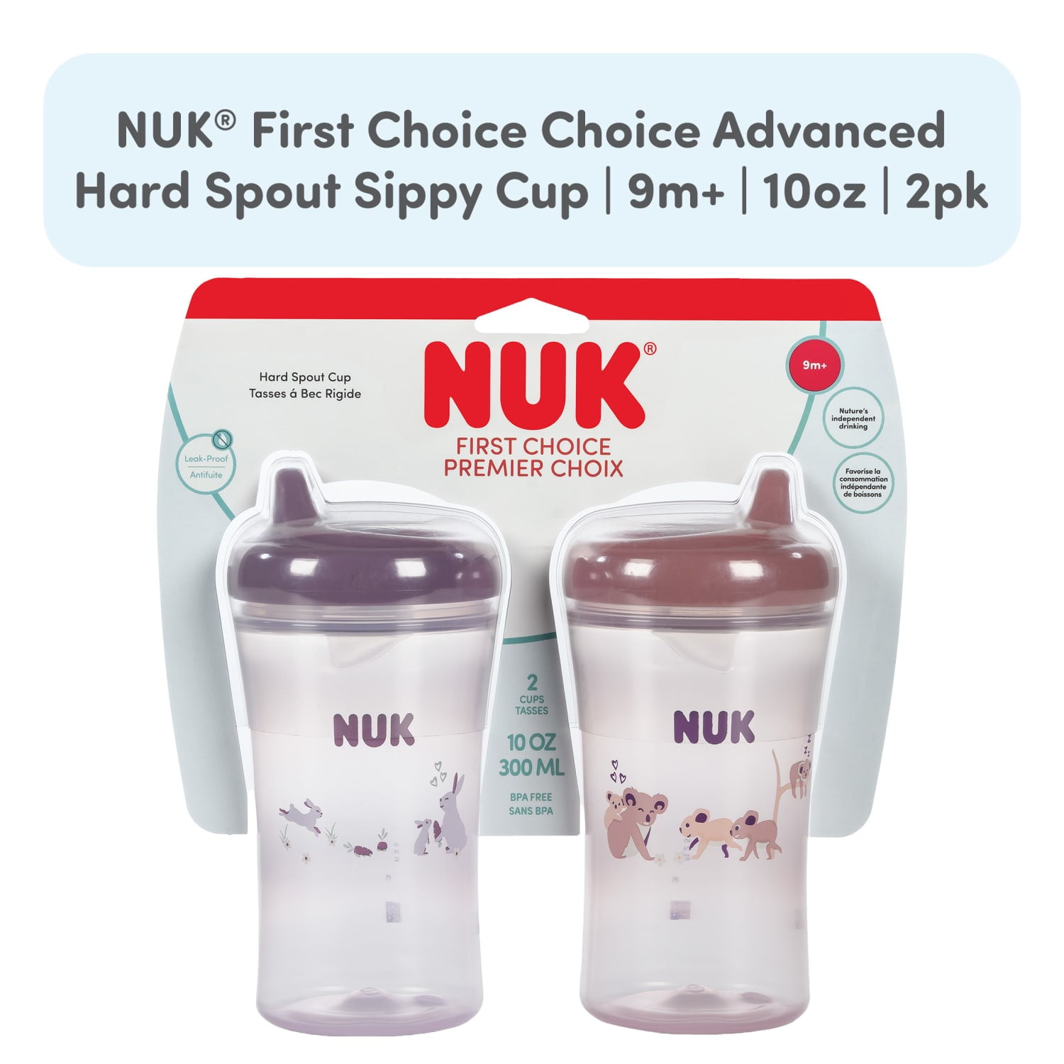 NUK First Choice Advanced Hard Spout Sippy Cup, 10 oz, 2 Pack