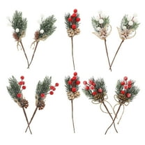 ETHZZLE 10Pcs Mini Stems Artificial Pine Picks Red Berry Pine Picks For Christmas Parties And Winter Theme Parties