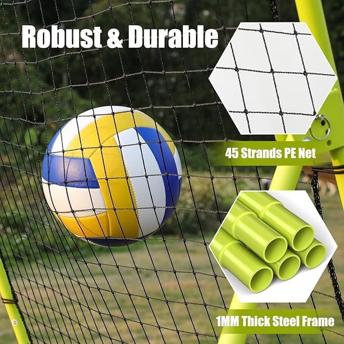Tohu 5-Angle Adjustable 7x4ft Volleyball Rebound Net, 1.2mm Iron Frame & High-Density PE Practice Net for Home Training
