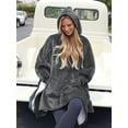 thumbnail image 7 of Tirrinia Oversized Hoodie Blanket Batwing Sleeve Sweatshirt Cozy Sherpa Huge Wearable Blankets Gift for Adults Women Teenagers Wife Girlfriend Purple, 7 of 7