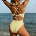 thumbnail image 3 of Guluxicc Halter Neck One Piece Swimsuit for Women Deep V Neck Plunge Floral Print Chest Cut Out Push-Up Padded Bathing Suit Beach Vacation Swimwear, 3 of 5