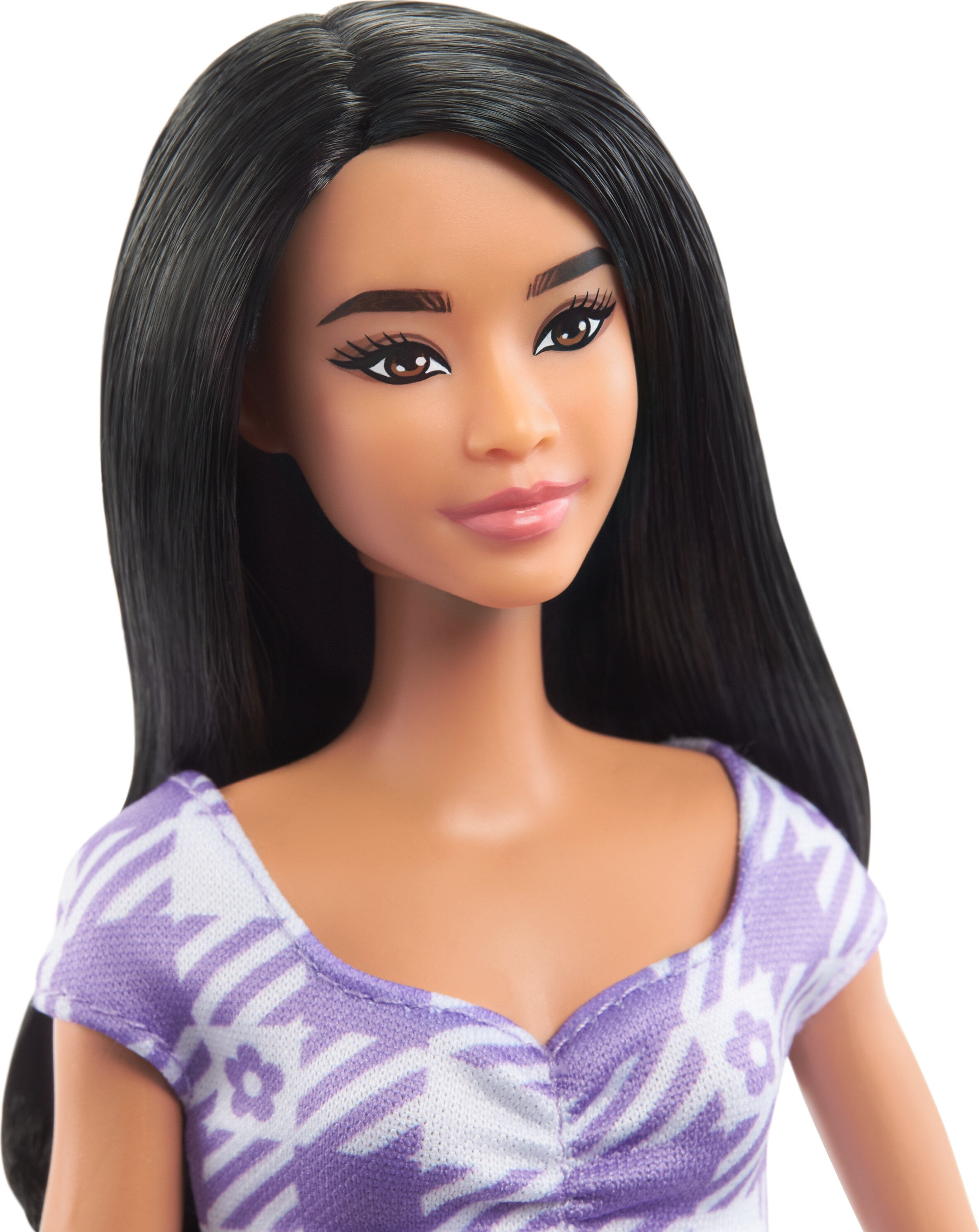 Barbie Fashionistas Doll 199 Tall Body with Wavy Black Hair Gingham Cut Out Dress Accessories Walmart
