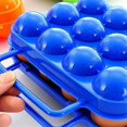 thumbnail image 5 of Caja de huevos portátil, 2 piezas Caja de huevos de plástico portátil 12 rejillas Caja de almacenamiento Contenedor Bandeja de huevos Caja de huevos plegable para acampar al aire libre (azul, verde) JM, 5 of 5