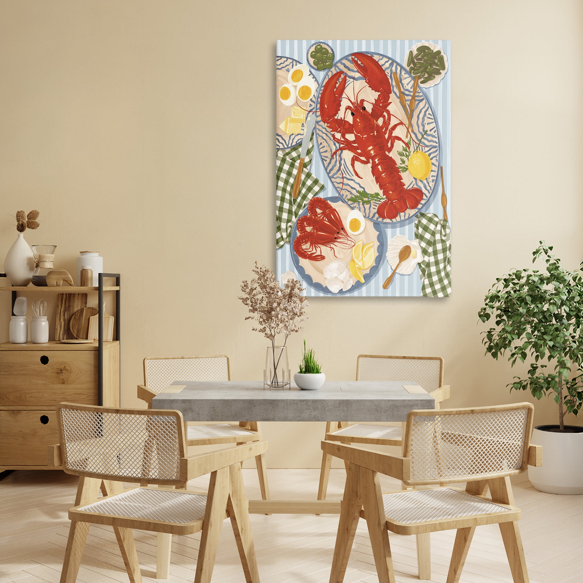Stupell Industries Lobster For Lunch Platter Canvas Wall Art, design by Vero Illustrates