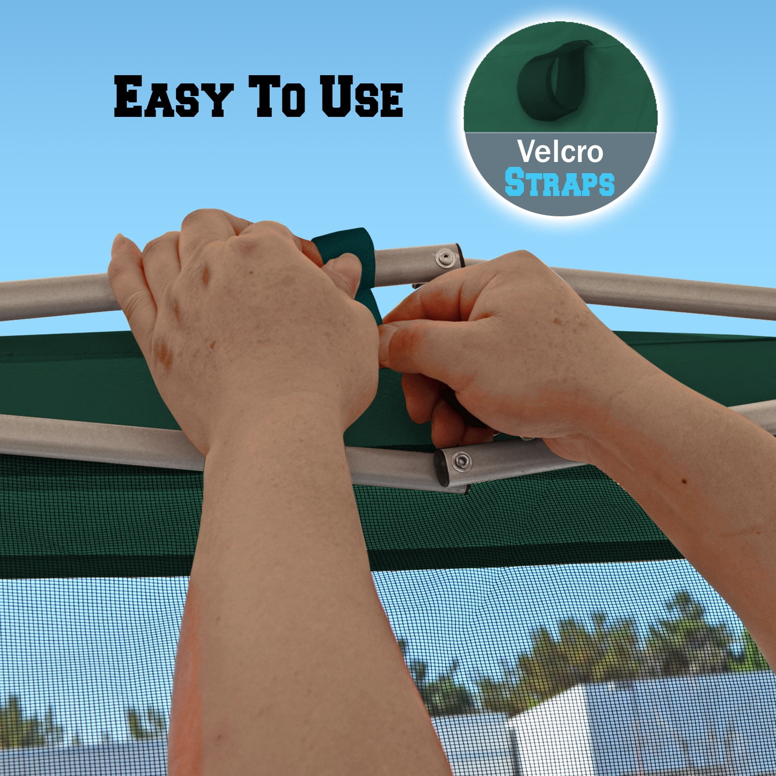 Sunrise 10'Lx6.4'W Replacement Mosquito Netting for 10'x10' Folding Gezebo (Mesh Sidewalls ONLY), w/Zipper, 4 Pack (Green)