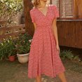 thumbnail image 2 of IROINNID For For Women Casual Sexy Fashion Summer V Neck Short Sleeve Loose Solid Dress Summer Saving Sale, 2 of 8