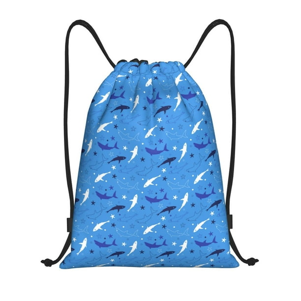 Fotbe Cute Shark Bolsa Mochila con Cordón Estampada, Bolsa de Gimnasio Deportiva, Bolsa Cinch, Bolsa con Cordón para Hombres y Mujeres-Medium