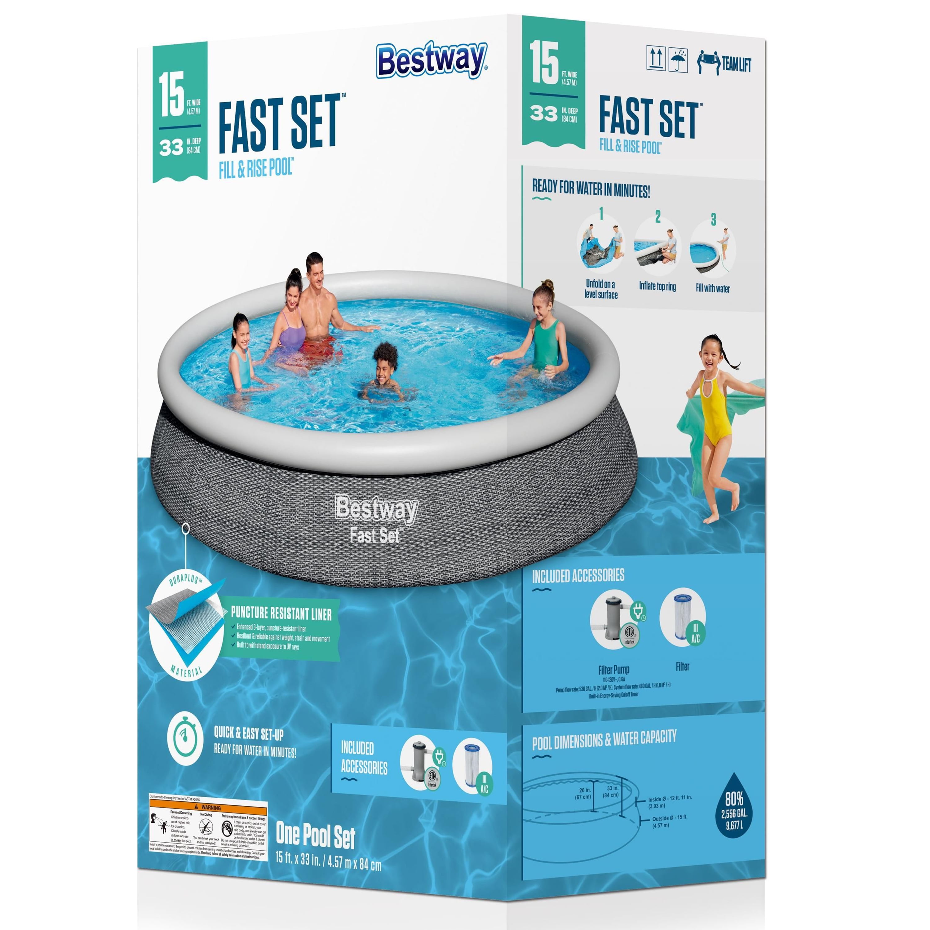 Bestway Fast Set newest 15ft x 33in pool set