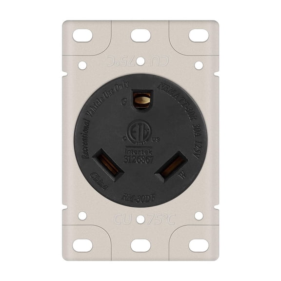 Superior Electric YGP031F 30A 125V NEMA TT-30R RV Flush Mount Power Outlet/Receptacle
