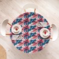 thumbnail image 4 of Ambesonne Floral Fitted Round Tablecloth, Botanical Water Flower Art, 36"- 40" Diameter, Slate Blue and Dark Coral, 4 of 5
