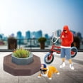 thumbnail image 3 of Figura de niño modelo pintada 4x1/64 con bicicleta y perro, escenario de diseño en miniatura de resina para escena de mesa de arena, proyectos de, 3 of 9