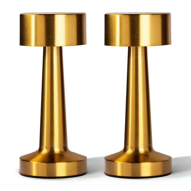 Bell + Howell Chelsea Table Lamp Small Cordless Touch LED Rechargeable Lamp for Bedside Desk Nightstand Gold - pack of 2