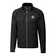 thumbnail image 2 of Men's Cutter & Buck Heather Charcoal Miami Dolphins Big & Tall Mainsail Sweater-Knit Full-Zip Jacket, 2 of 3