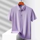 thumbnail image 4 of Blusa y camisa de manga corta con cuello vuelto para hombre, color liso, informal, holgada, a la moda, de seda helada, sin costuras, transpirable, elástica, con botones, de cedro, blusa de manga corta, 4 of 6