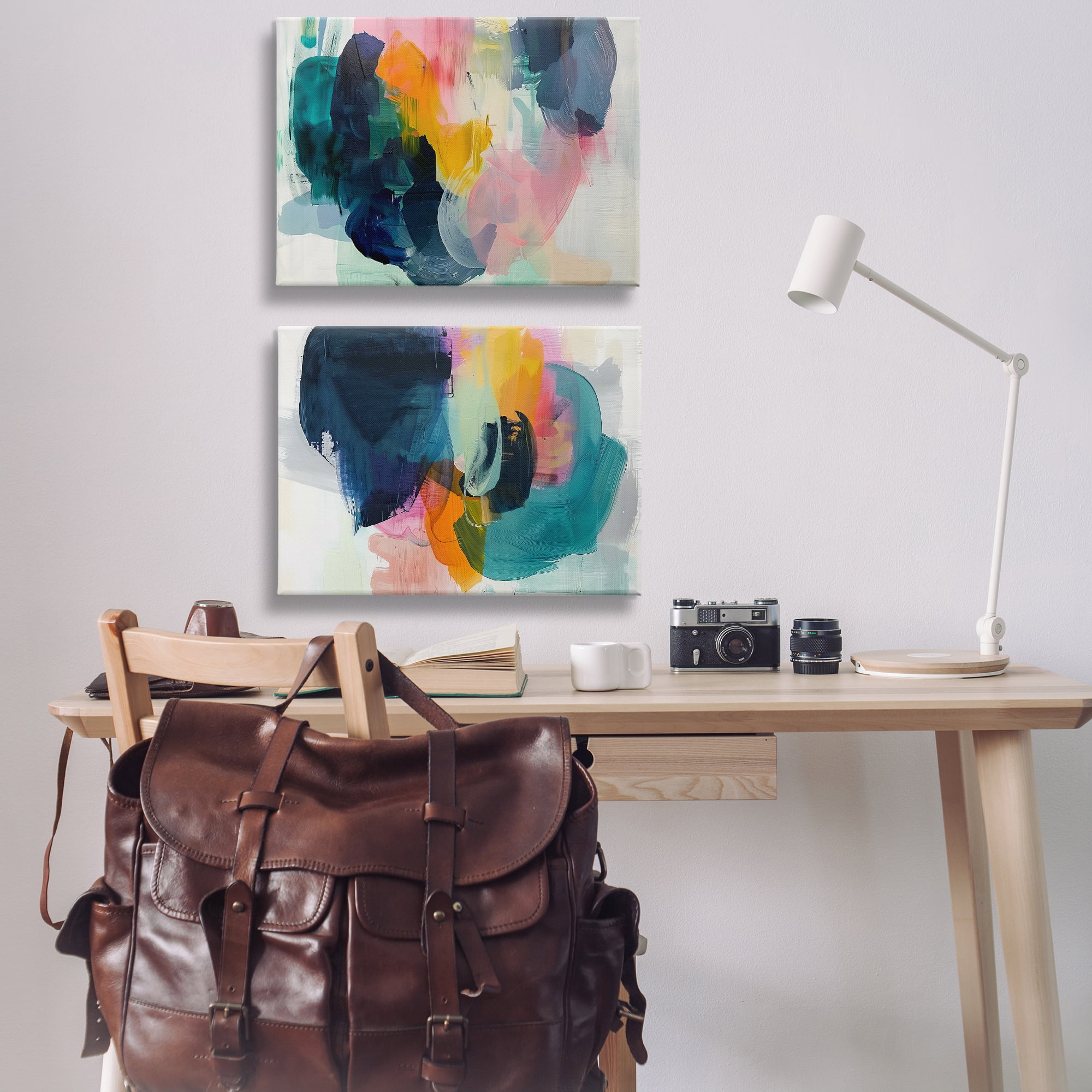 Stupell Industries Modern Restless Abstract Abstract Painting Wrapped Canvas Art Print Wall Art, 30 x 20, Set of 2