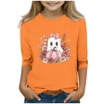 thumbnail image 2 of Auroural Kids Long Sleeve Shirts Children's Print 3/4 Sleeve Three Quarter Sleeve Round Neck Bottom Shirt And Top For Kids Orange 7-8Years, 2 of 5