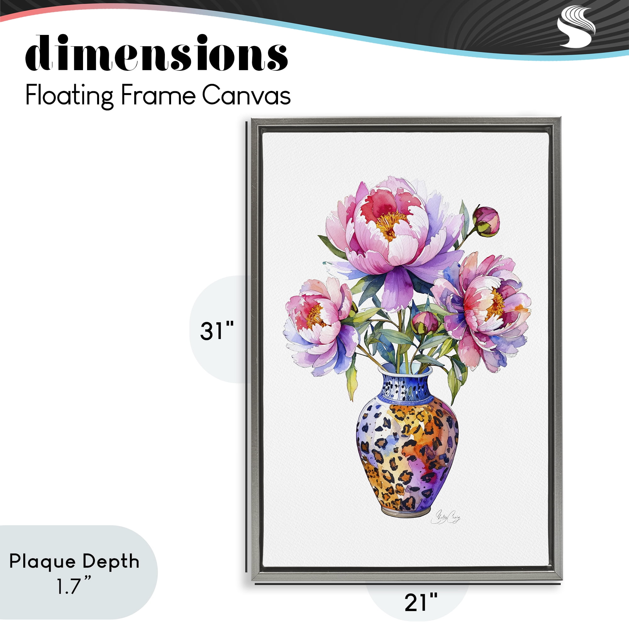 Stupell Industries Fierce Blooms Flower Vase Gray Framed Floater Canvas Wall Art, design by Shelly Craig