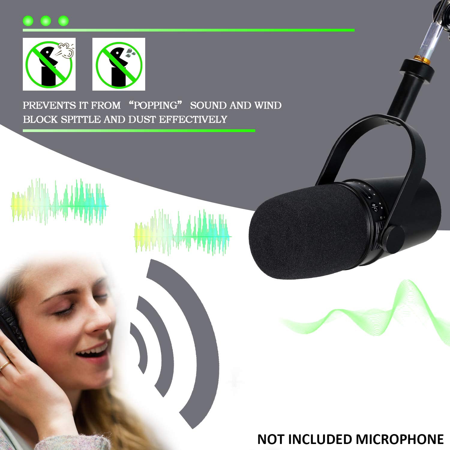 MV7 Boom Arm with Pop Filter - Mic Stand with Foam Cover Windscreen Compatible with Shure MV7 Microphone by YOUSHARES