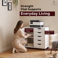 thumbnail image 6 of Naomi Home Amy 5-Drawer Wood Dresser Chest with Cabinet Door, Wooden Storage Cabinet for Bedroom or Living Room, Mobile Storage Organizer & Printer Stand for Home Office, White, 6 of 9