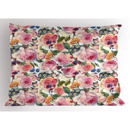 Shabby Chic Pillow Sham Country Life Design with Flowers Florals Roses Orchids Buds Romantic Print, Decorative Standard Size Printed Pillowcase, 26 X 20 Inches, Multicolor, by (Best Romantic Chick Flicks)