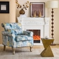 thumbnail image 4 of Ktaxon Floral Print Velvet Accent Chair with Lumbar Pillow, Upholstered Club Chair with Rubber Wood Legs, Living Room Armchair for Bedroom Reading Corner Light Blue, 4 of 8