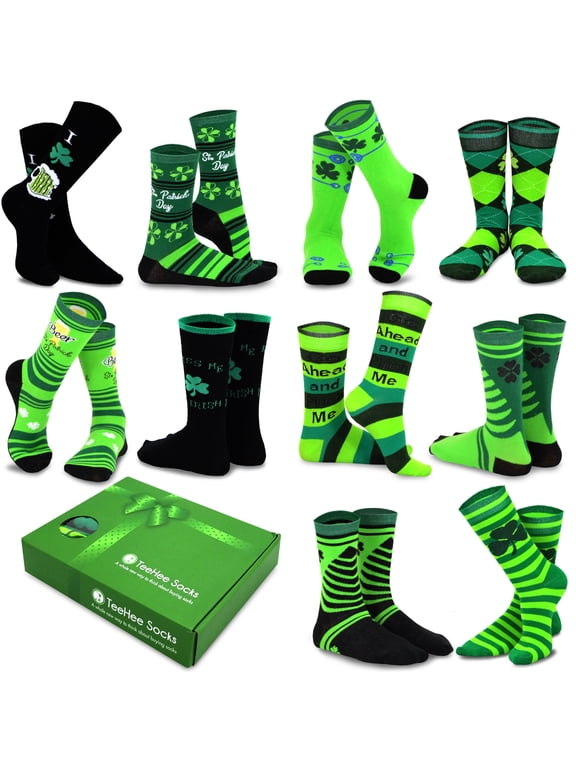 TeeHee St. Patricks Day Cotton Crew Socks Assorted 10-Pair (Gift-10 Pair, 9-11)