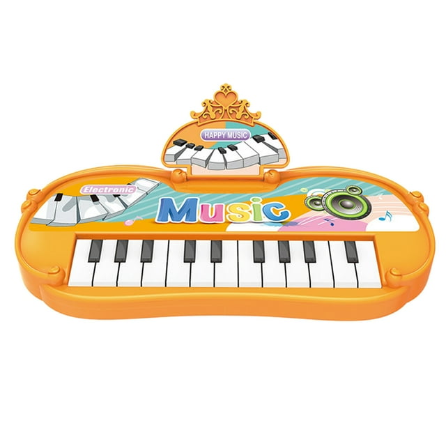 Orange Kids Electronic Organ Toy With 13 Keys Multifunctional Hand Piano For Musical Learning Pretend Play Educational Activity Size 9.25X0.98X4.72In Weight 0.34Lbs