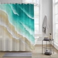 thumbnail image 4 of Abstract Beach Shower Curtains for Bathroom, Teal Green Beige Ombre Ocean Wave Coastal Sand Washable Fabric Shower Curtain with Hooks Waterproof Bathroom Decor Sets, 48 x 72 Inches, 4 of 9