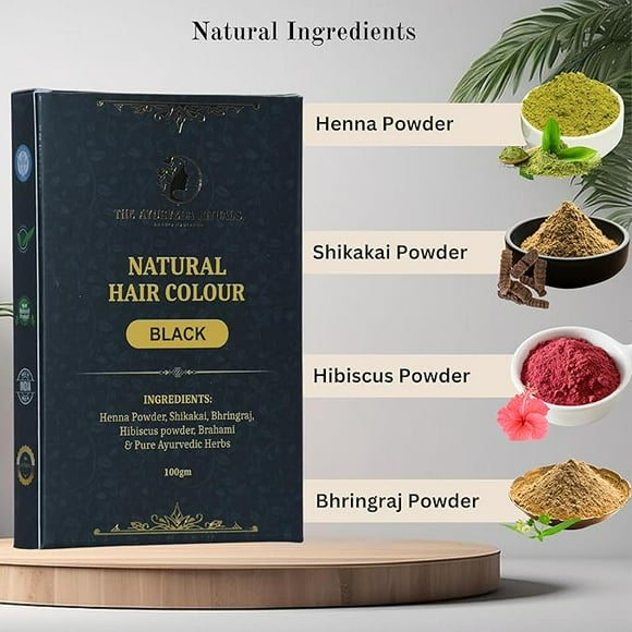 The Ayurveda Rituals - Natural Hair | Ammonia Free & PPD Free | Herbal Organic Hair Colour | Plant-Based | Natural Henna Powder | 9 Organic Ayurvedic Extracts l Natural Black (100gm)