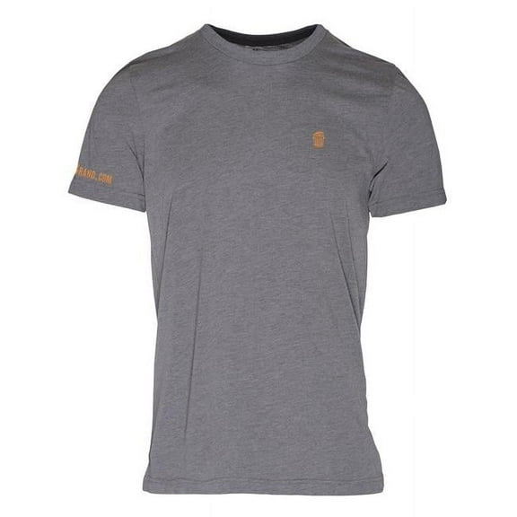 RecyclenBrand RM101GRO-XL Triblend Crew T-Shirt for Mens, Grey with Orange Logo - Extra Large