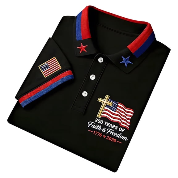 CONROSES 250Th Anniversary Usa Men's Short Sleeve Polo Shirts Patriotic Usa Flag Graphic Collared Independence Day Polo Shirt for Men 4Th Of July Golf Shirts