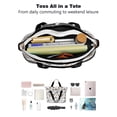 thumbnail image 4 of Tote Bag for Women - Bulldog Dog and Footprints Shoulder Bag - Large Utility Work Duffle Bag with Zipper Handbag for Travel, Work, Sprots, 4 of 5