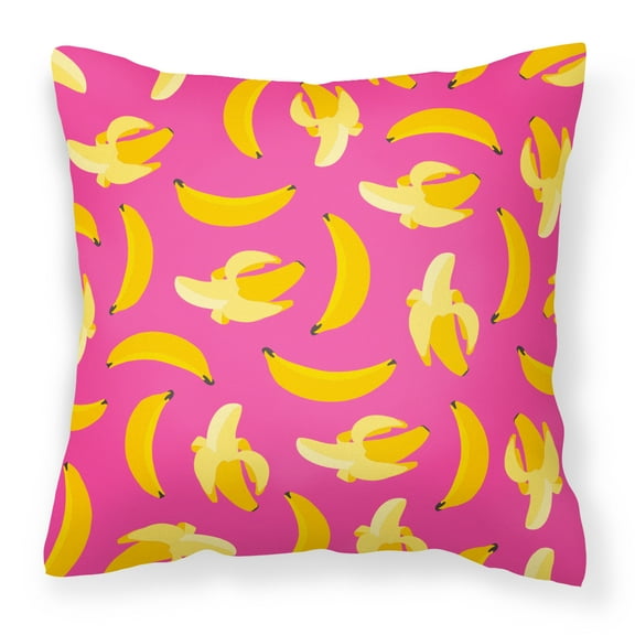 Carolines Treasures BB5140PW1414 Bananas on Pink Fabric Decorative Pillow 14Hx14W multicolor