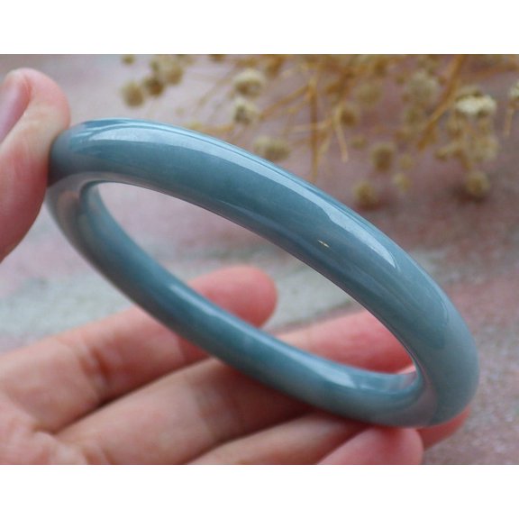 Lavender Green Natural A JADE Jadeite Circle Bangle Bracelet 55 mm 679872 TN