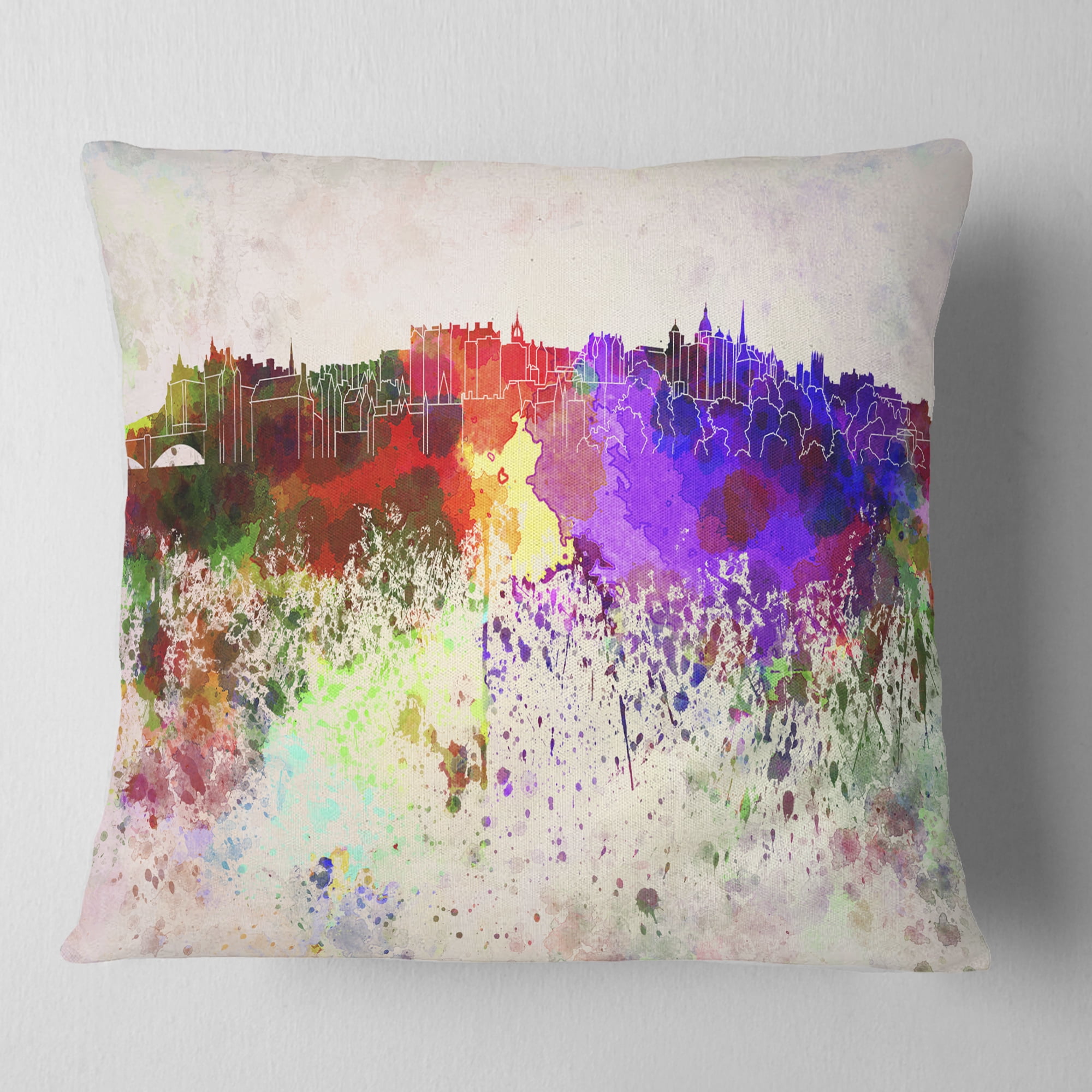 Designart Edinburgh Skyline - Cityscape Throw Pillow - 18x18