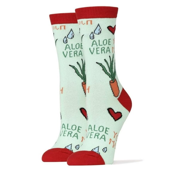 Aloe You One Size Fits Most Green Ladies Crew Socks